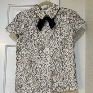 Karl Lagerfeld Lace Blouse- with black bow